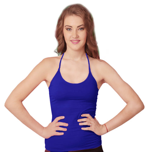 Sona Women'S Blue Multiway Halter Neck With Free Transparent Strap Camisole