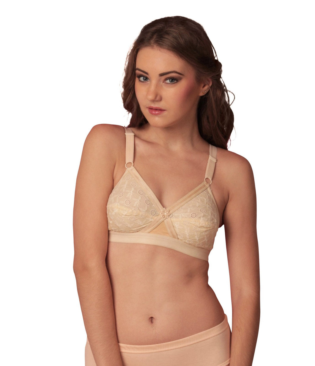 Sona Women Cross Chiken White Everyday Plus Size Full Coverage Cotton Bra
