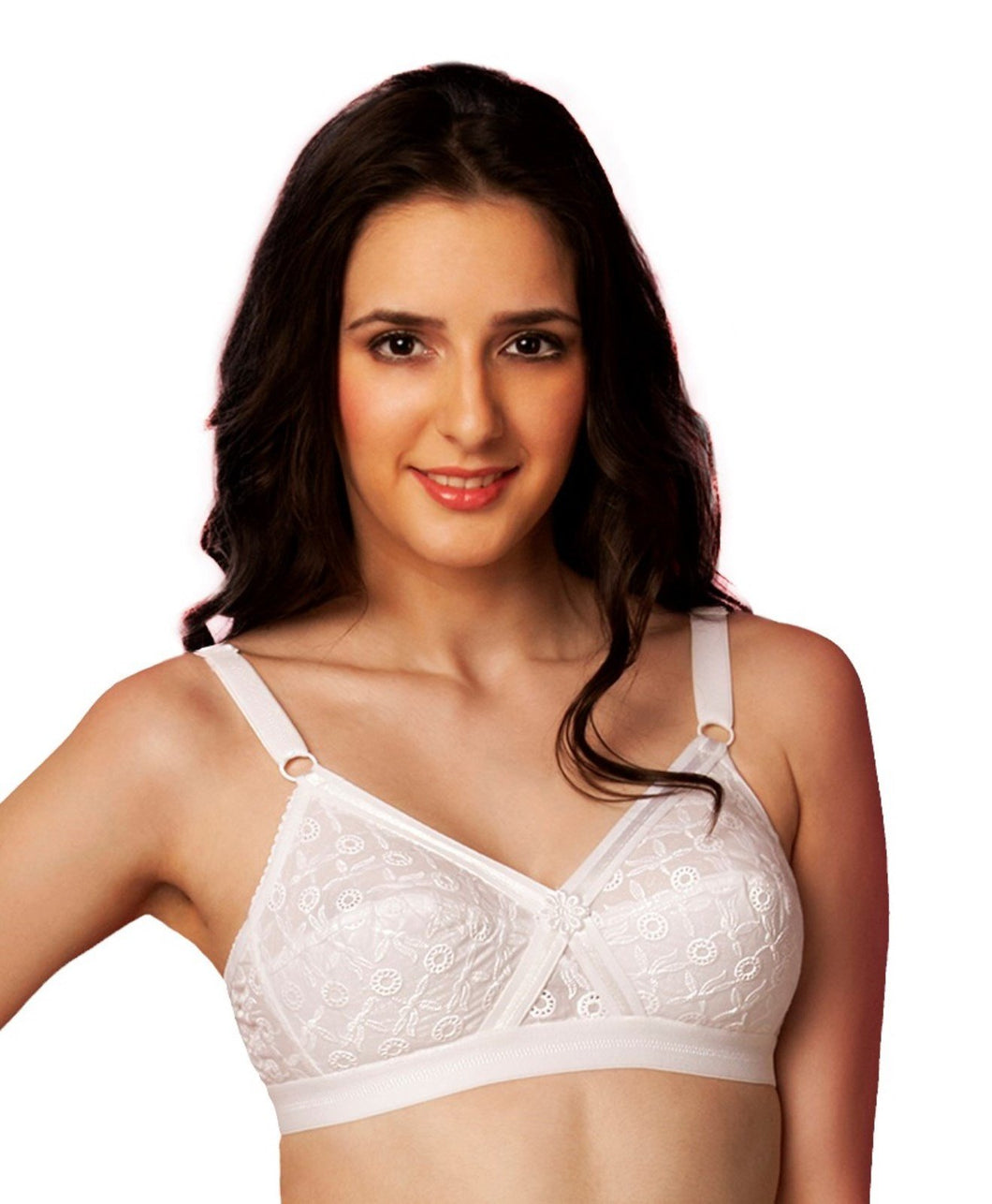 Sona Women Cross Chiken White Everyday Plus Size Full Coverage Cotton Bra