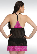 Sona Women Purple Net Lace Design Babydoll Nightwear Teddies Lingerie With Panty