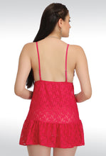 Sona® Women Pink Net Lace Design Babydoll Nightwear With Panty (Free Size)