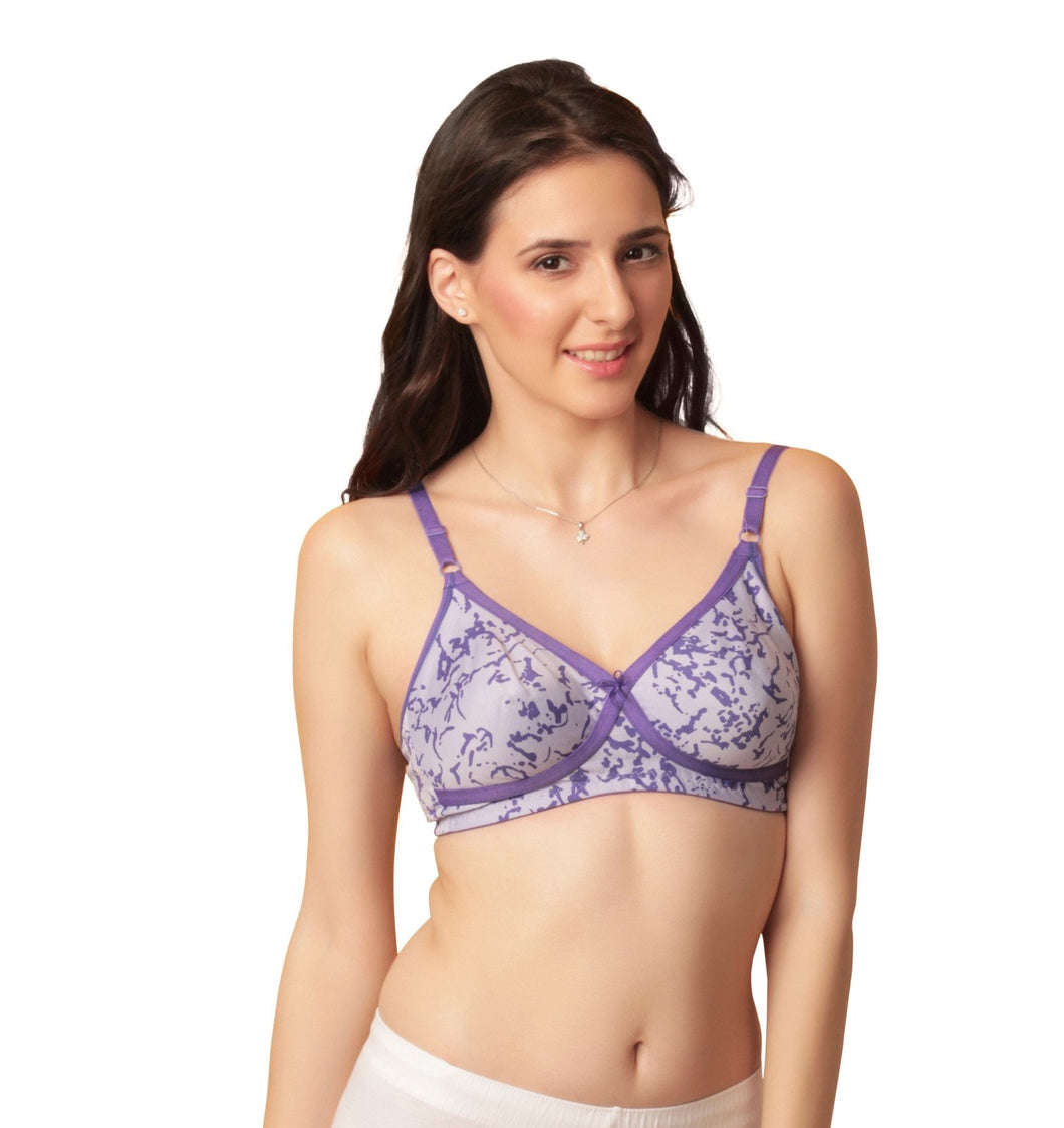 Sona M1010 Women Purple Printed Everyday Full Cup Seamless T-Shirt Bra