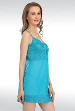 Sona® Women Blue Net Babydoll Nightwear Lingerie dress with Panty (Free Size)