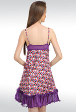 Sona Women Purple Satin Babydoll Nightwear Lingerie dress with Panty