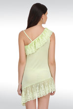 Sona Women Green Satin Babydoll Nightwear Lingerie dress with Panty