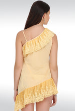 Sona Women Yellow Satin Babydoll Nightwear Lingerie dress with Panty