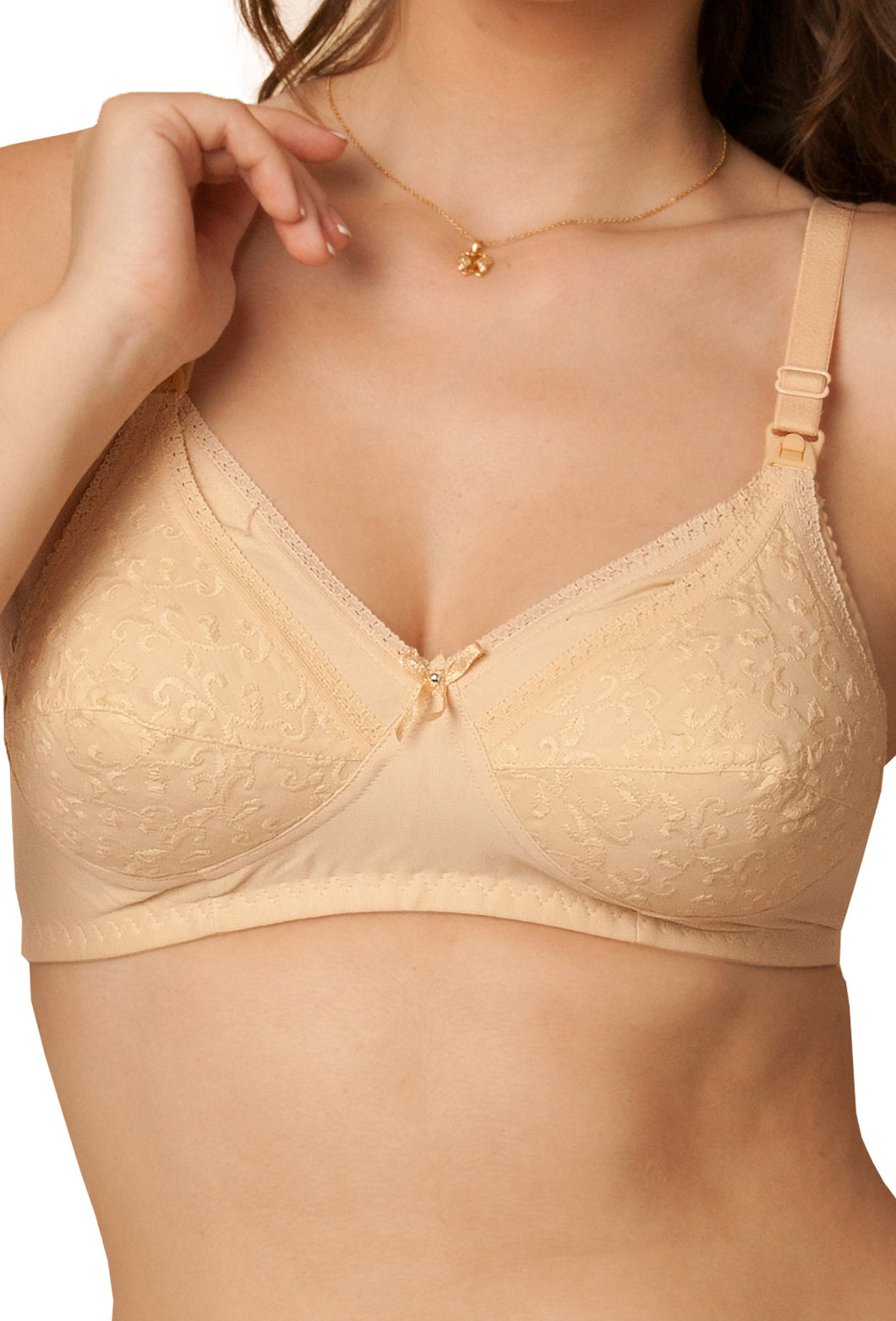 Feeding, Maternity Nursing Women Breastfeeding White Cotton Elastic Straps Bra