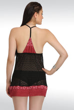 Sona Women Maroon Net Lace Design Babydoll Nightwear Teddies Lingerie With Panty