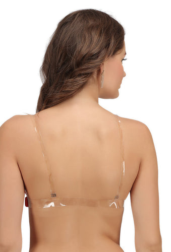 Backless Light Padded Bra With Transparent Back Strap Green