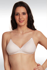 Backless Light Padded Bra With Transparent Back Strap White