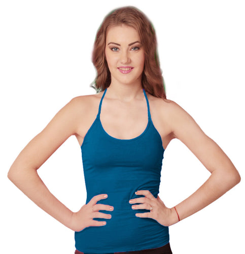 Sona Women'S Sky Blue Multiway Halter Neck With Free Transparent Strap Camisole