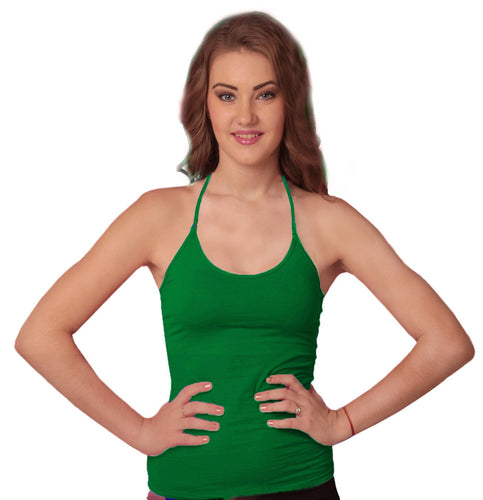 Sona Women'S Green Multiway Halter Neck With Free Transparent Strap Camisole