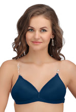 Backless Light Padded Bra With Transparent Back Strap Sky Blue