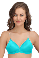 Backless Light Padded Bra With Transparent Back Strap Royal Blue