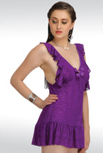 Sona® Women Purple Net Lace Design Babydoll Nightwear With Panty (Free Size)