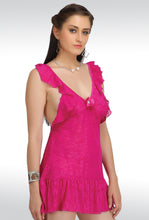 Sona® Women Red Net Lace Design Babydoll Nightwear With Panty (Free Size)