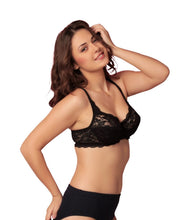 Sona L004 Women Black Lace Underwire T-Shirt Full Coverage Bra