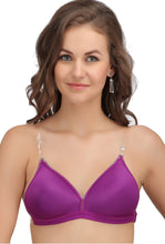 Backless Light Padded Bra With Transparent Back Strap Baby-Pink